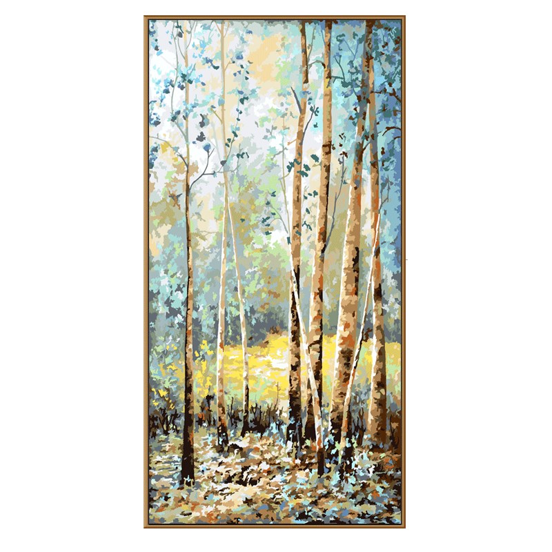 自油自画 数字油画diy 手绘客厅卧室书房风景油彩装饰画 浮光丛林