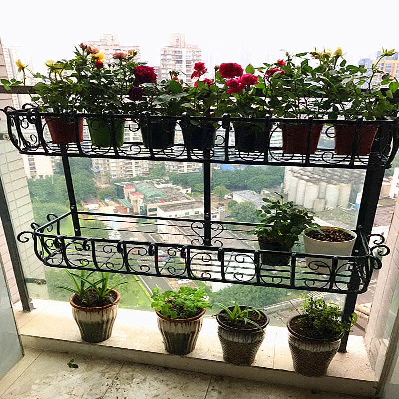 铁艺栏杆花架阳台多层家用墙壁挂式窗台悬挂绿萝多肉花盆架子