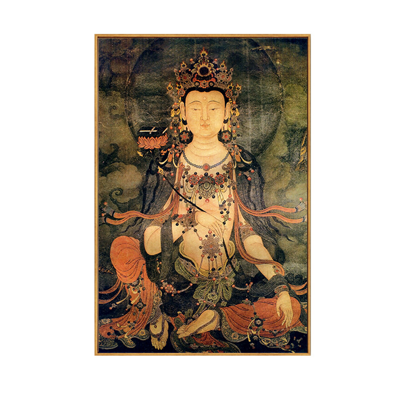 普贤菩萨像 酒店佛像玄关装饰画书房墙画新中式壁画办公室挂画