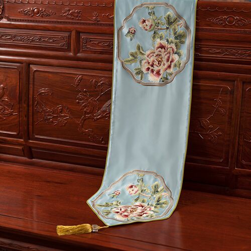 新中式桌旗禅意古典中国风客厅桌布YG18样板房餐桌电视柜茶几盖布