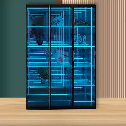 深渊玻璃展示柜轻奢手办玩具模型红酒居家摆件千层隧道镜柜子定制