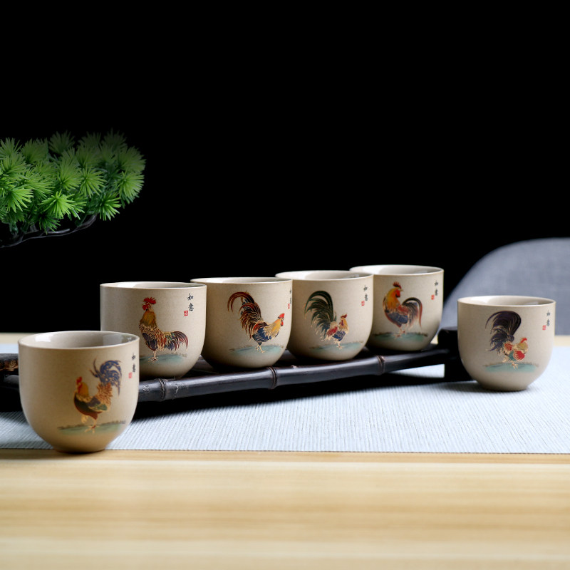 粗陶鸡缸杯家用品茗杯喝茶个人专用主人杯茶杯送礼鸡公杯茶盏茶碗