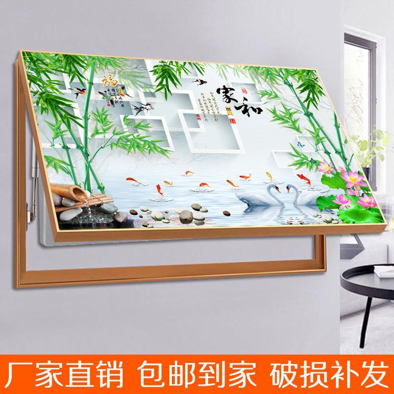 电表箱遮挡装饰画液压上翻免打孔配电箱子餐厅挂画电箱盖晶瓷镶钻