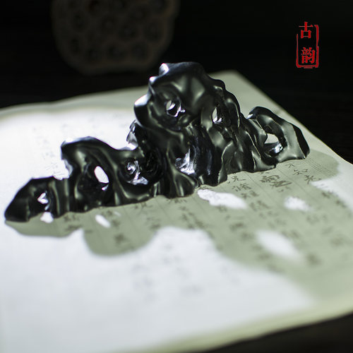 景德镇陶瓷笔架山毛笔搁镇纸太湖石纯手工禅意枯山水茶道文房摆件