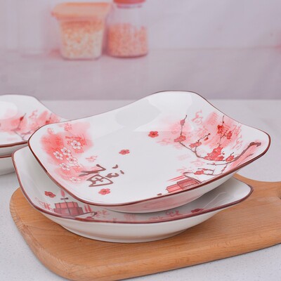 6个盘子陶瓷菜盘套装餐具水果盘家用圆形盘小吃饺子盘菜碟子方盘