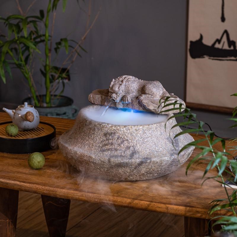 新中式田园禅意盘龙流水摆件庭院别墅户外循环水鱼缸景观造景装饰