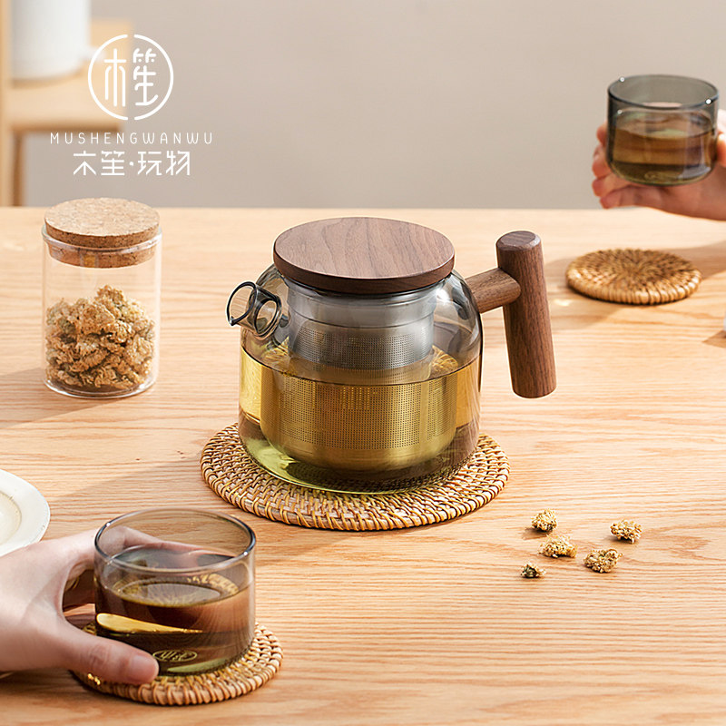 木笙玩物泡茶壶加厚玻璃耐高温大容量水壶创意花草茶具煮茶泡茶器