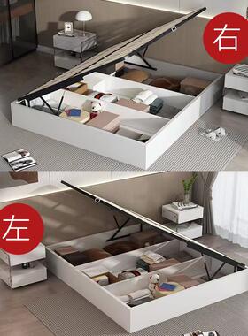 意式极简无床头储物箱体床松木排骨架多功能榻榻米实木高箱床定制