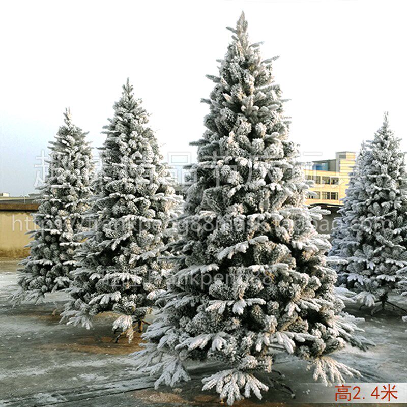 圣诞1.5米/1.8米植绒圣诞树白色雪花圣诞树商场圣诞节雪花景装饰
