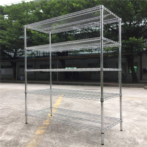 线网镀铬不锈钢货架 仓储库房货架家用置物架 带轮子货架移动货架