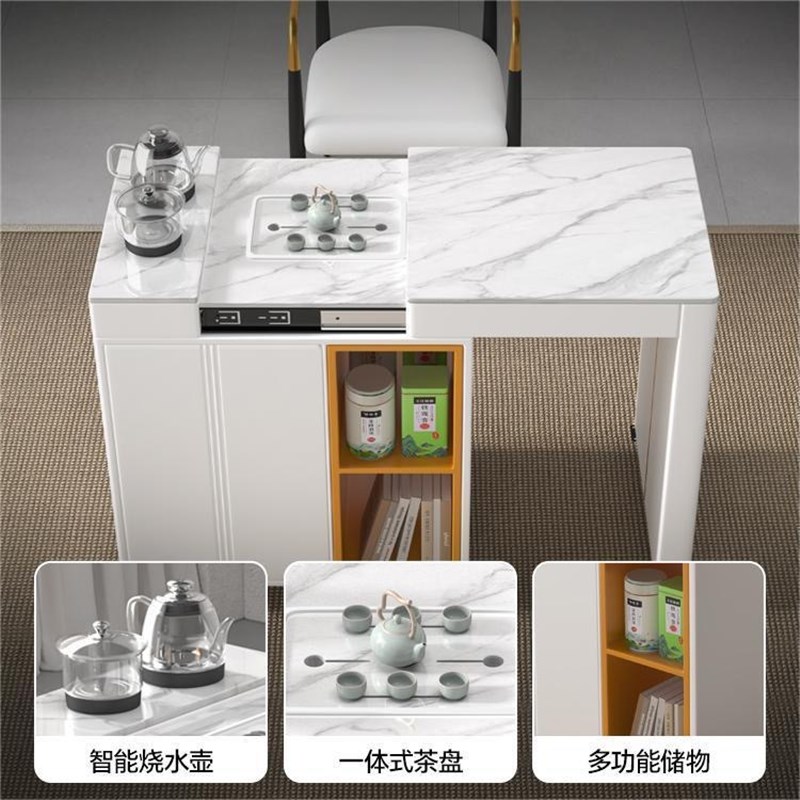 阳台伸缩多功能茶车小型可移动客厅家用小茶桌岩板茶台功夫泡茶桌