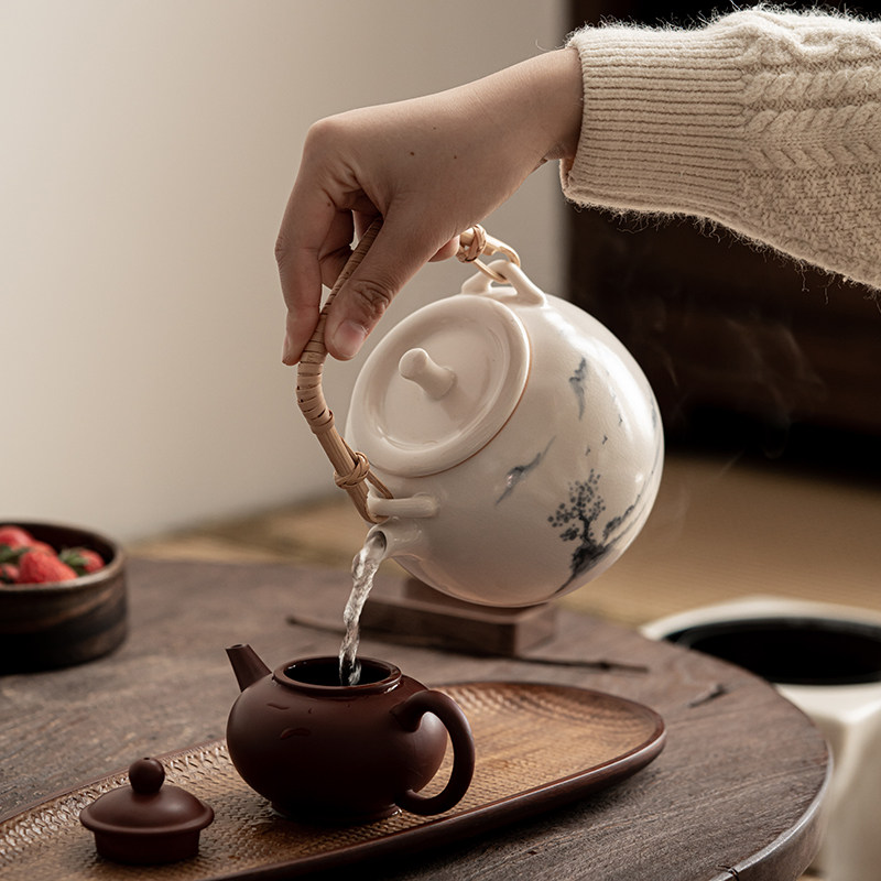 万匠 苏打釉电陶炉陶瓷养生煮茶器煮茶壶烧水壶养生陶侧把壶家用
