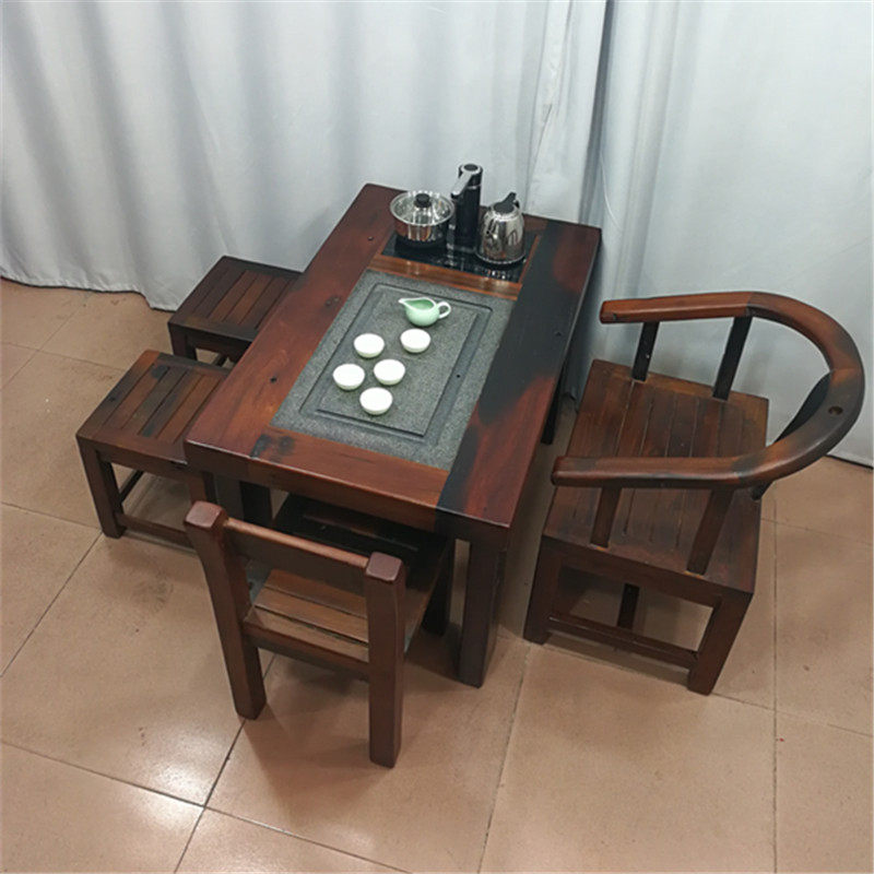老船木茶桌实木现代中式小型户外阳台茶台茶几家用简约茶桌椅组合