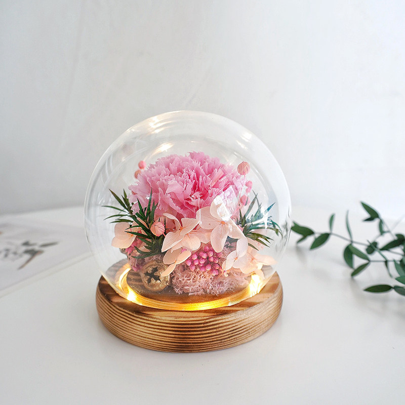 母亲节永生花干花diy手工材料包礼物玻璃罩夜灯暖场团建沙龙活动