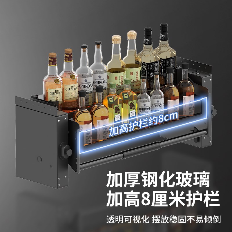 单层吊柜升降拉篮厨房橱柜上柜伸缩下拉式置物架升降调味料拉篮