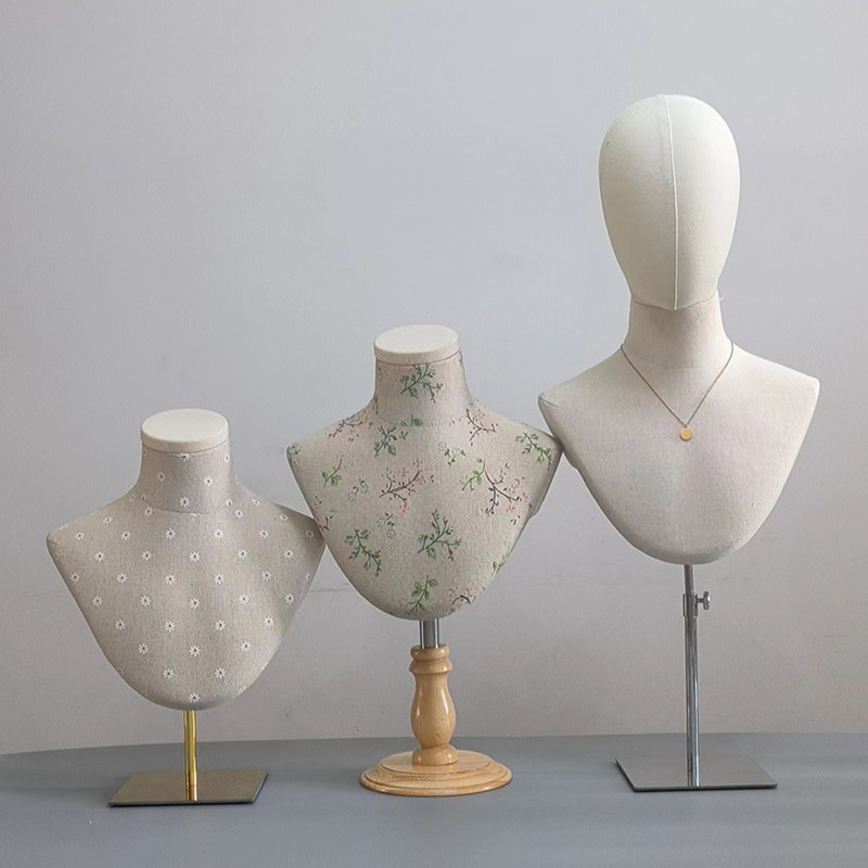 模特道具胸片模特架项链饰品围巾展示架人台胸模特可插针实木底座