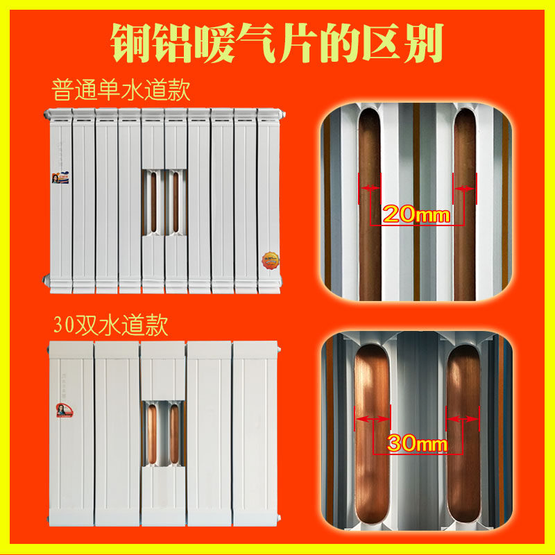 立式铜铝复合暖气片家用壁挂式双水道水暖散热片集中供暖客厅卧室