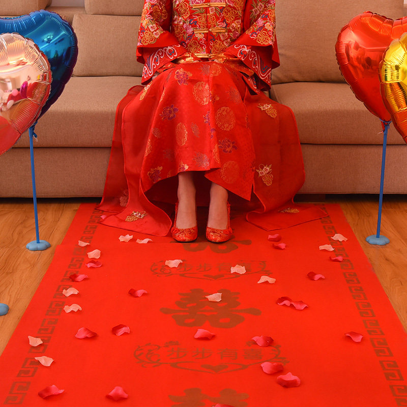 红地毯一次性红色卧室浪漫门垫进门婚房楼梯婚礼婚庆结婚用品大全