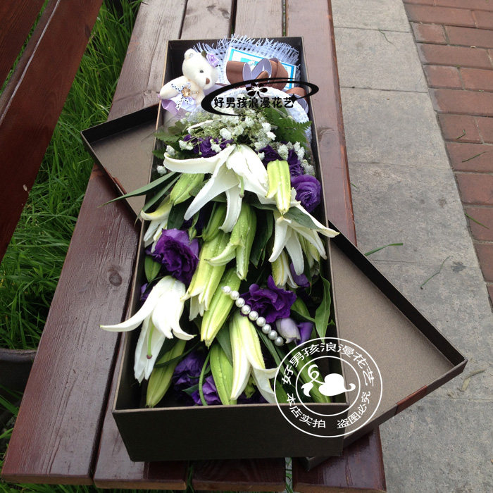 杭州鲜花速递同城香水百合花桔梗花混搭花束生日花店订花送花爱人