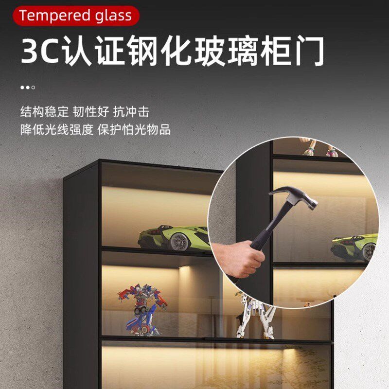 玻璃门手办柜模型展示柜定制收纳储物柜客厅玩具摆件柜子家用书柜