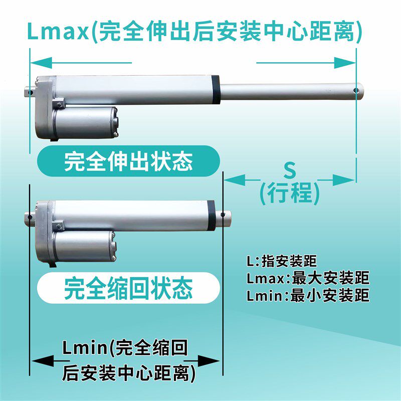 平底电动推杆280mm/s升降桌垃圾箱电机设备24V直流伸缩密室逃脱