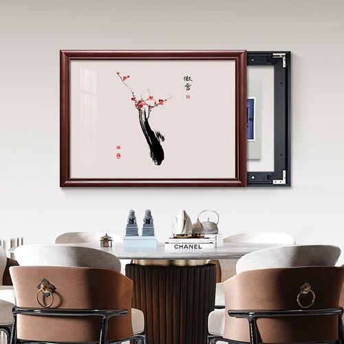 兰花图电表箱装饰画免打孔新中式餐厅背景墙挂画遮挡配电箱壁画