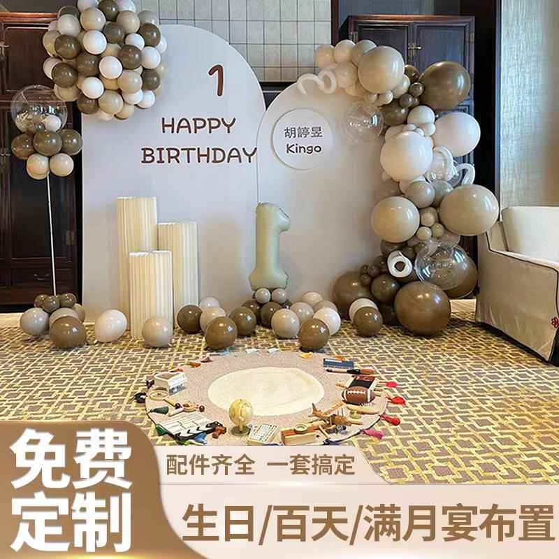 网红宝宝1周岁生日布置装饰场景百日白天满月宴男女孩kt板背景墙