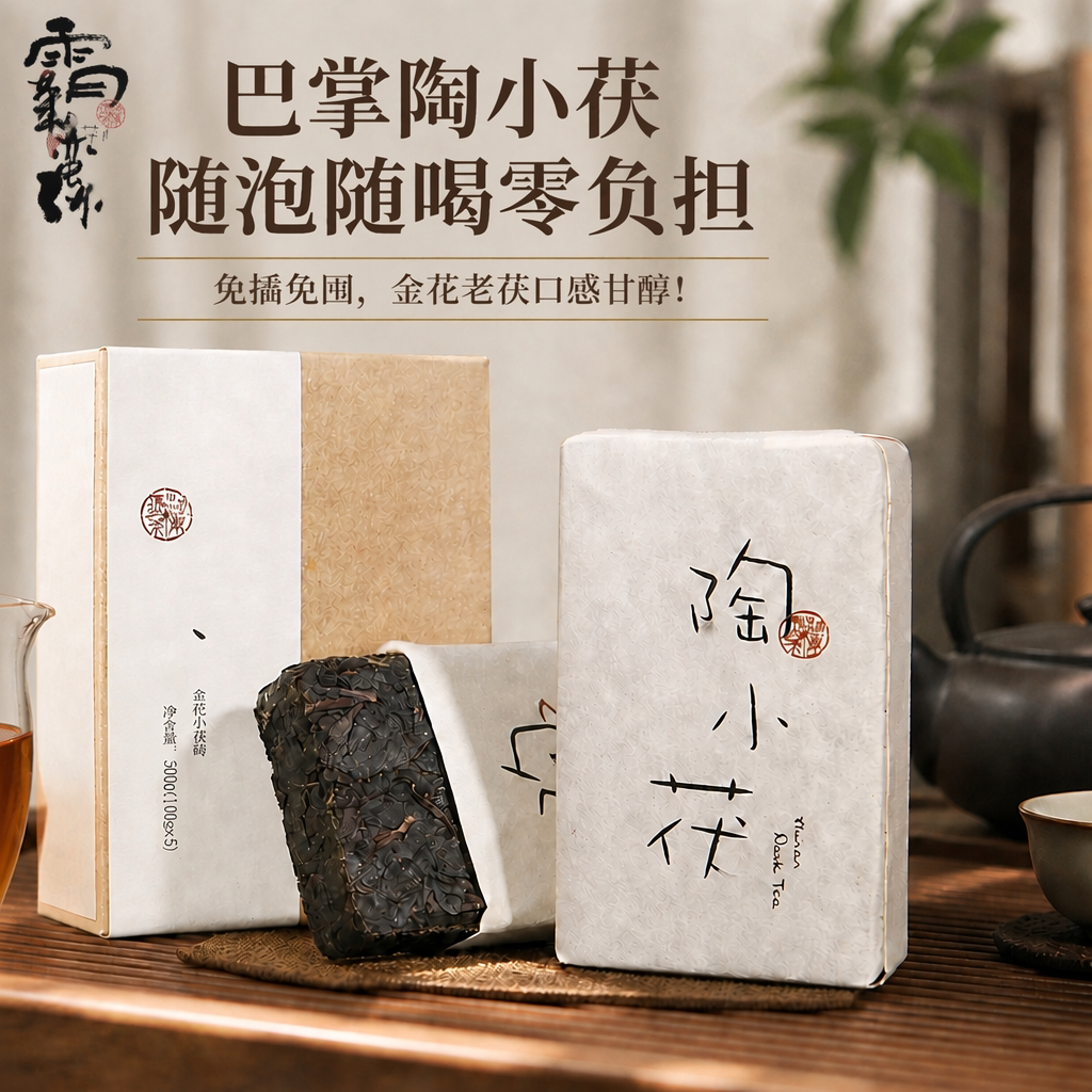 安化黑茶陈年金花茯砖茶天尖金茯茶叶口粮茶霸蛮陈官方旗舰店正品