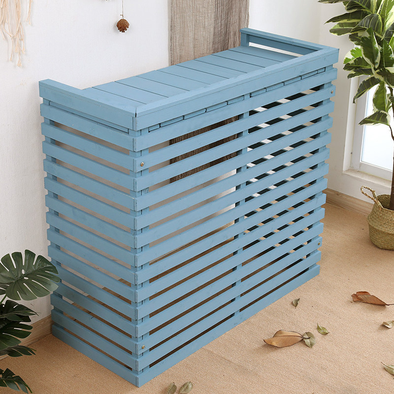 防腐木外机空调架保护罩阳台户外花架室外多层置物架主机罩雾霾蓝