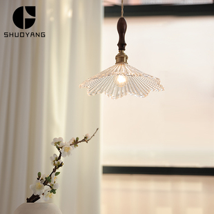 北欧餐厅吊灯黑胡桃木卧室床头接待室休闲茶厅吧台日式黄铜网红灯