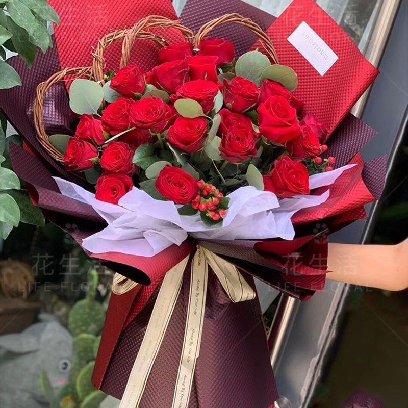 鲜花花束天然爱心龙柳干枝心形柳条条花艺制作材料花店用品配件