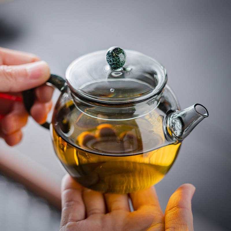 高端玻璃茶壶耐高温煮茶器温茶壶泡绿茶冲花茶过滤泡茶器小壶星空