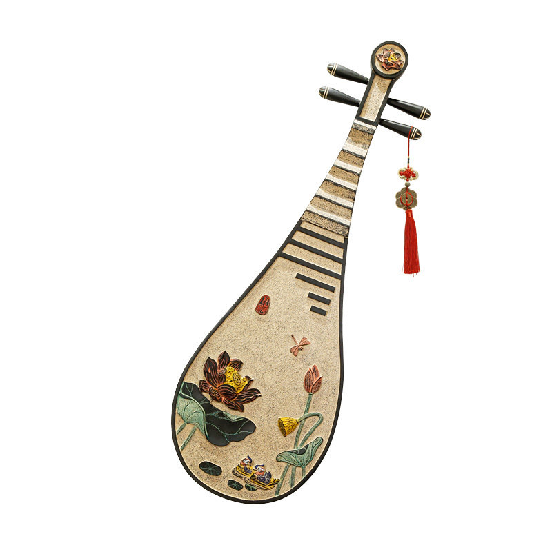 新中式装修琵琶壁饰玄关壁画书房装饰画墙面艺术浮雕画背景墙挂件