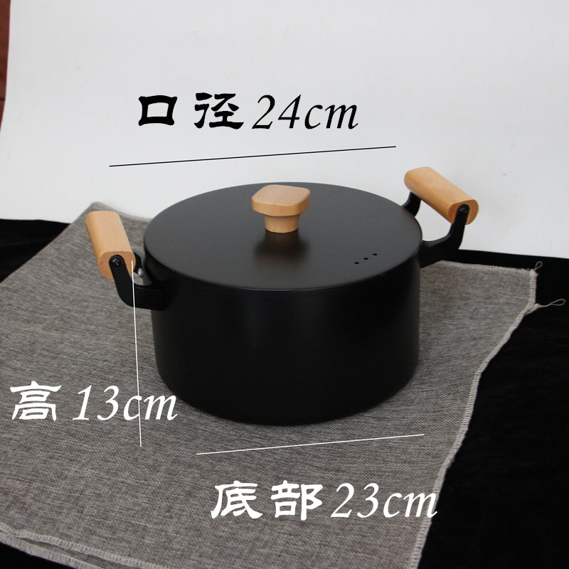 家用中式加厚加深压铸铸铁双耳汤锅煲汤熬粥锅24cm纯铁锅电磁炉通