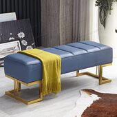 北欧轻奢不锈钢换鞋 门厅卧室床尾凳客厅沙发凳 凳皮艺休闲凳新美式