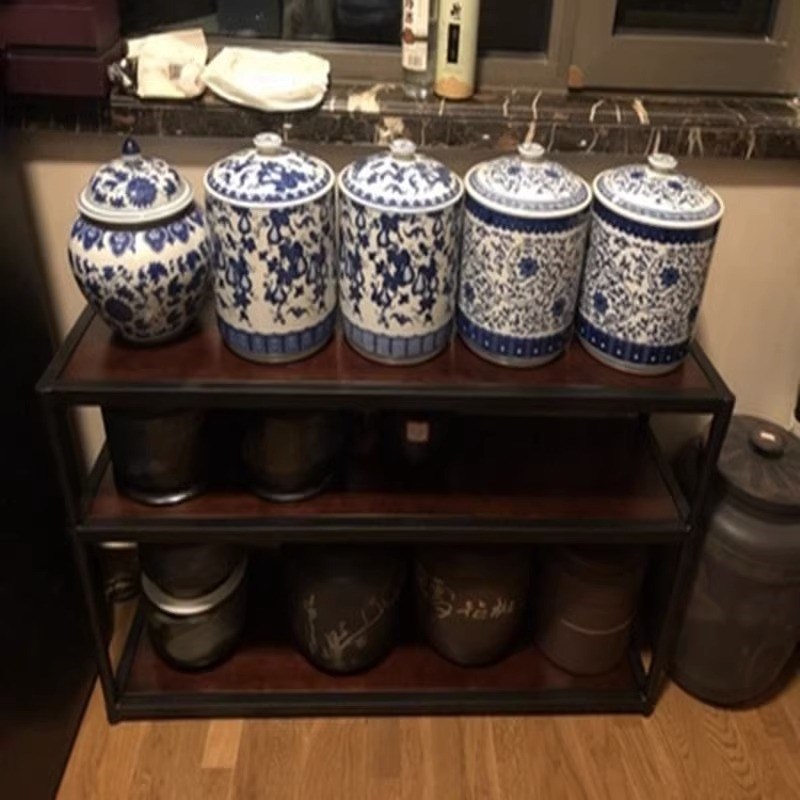 美式loft收纳置物架隔板原木落地多层厨房茶水间简约储物架子三层