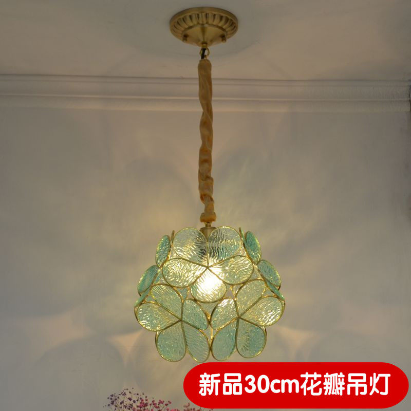 日式玻璃灯北欧温馨卧室床头玄关少女心儿童房花瓣田园餐厅单吊灯