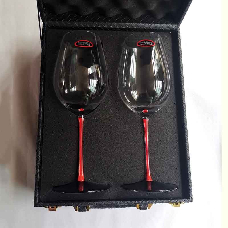 水晶玻璃杯黑领结红杆红酒杯家用心形醒酒器酒具高档大肚杯高脚杯