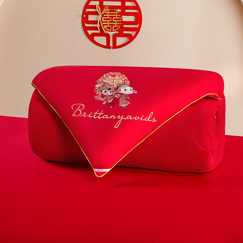 结婚大红色被子陪嫁夏凉被婚庆喜被双人春秋被芯四季通用冬被加厚