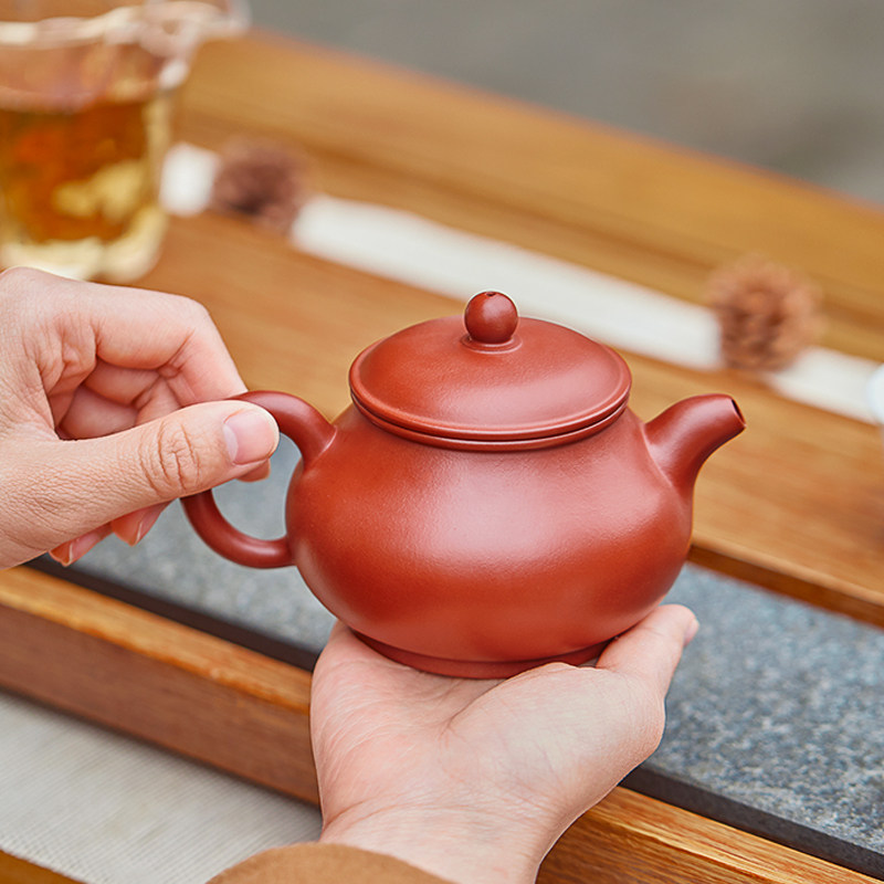 宜兴紫砂壶名家纯手工大容量原矿朱泥大红袍潘壶泡茶壶家用茶具器