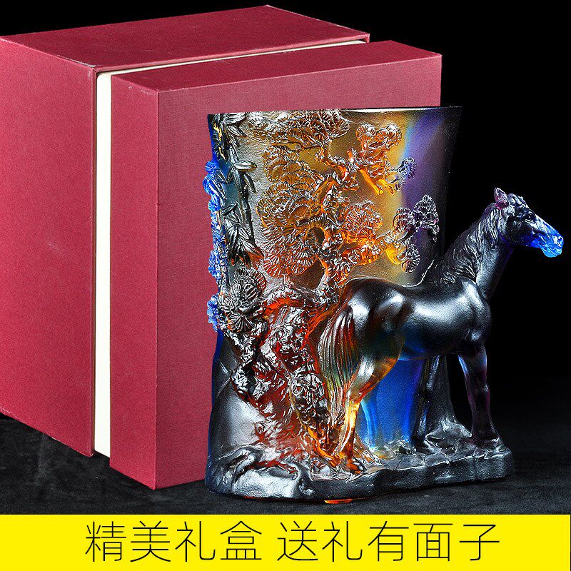 琉璃马到成功马笔筒摆件教师节送恩师礼物办公室摆放公司颁奖奖品