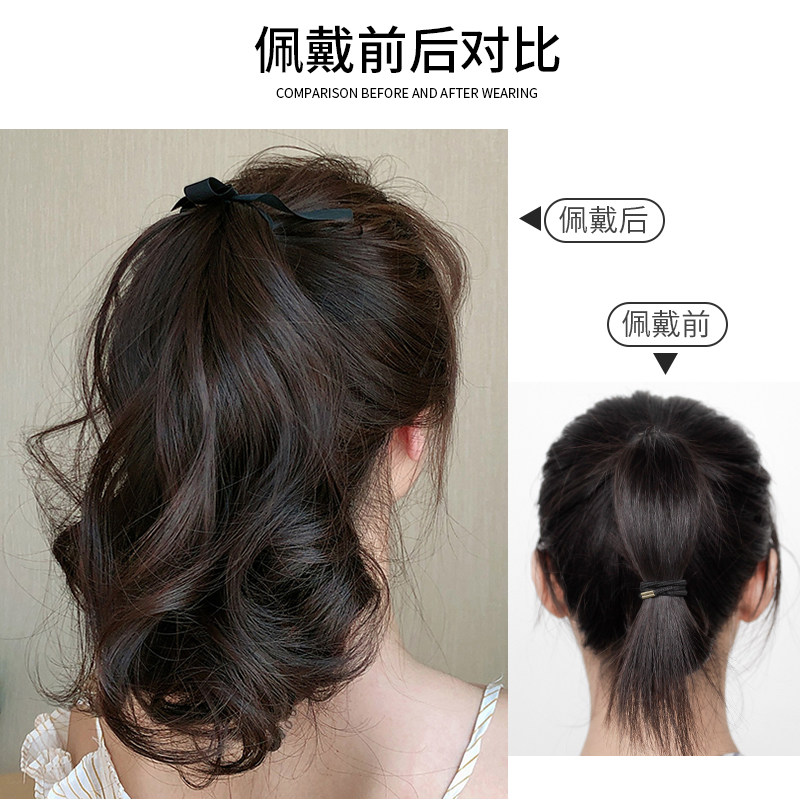 马尾假发女微卷内扣短马尾卷发仿真人发丝网红自然高马尾假发辫子
