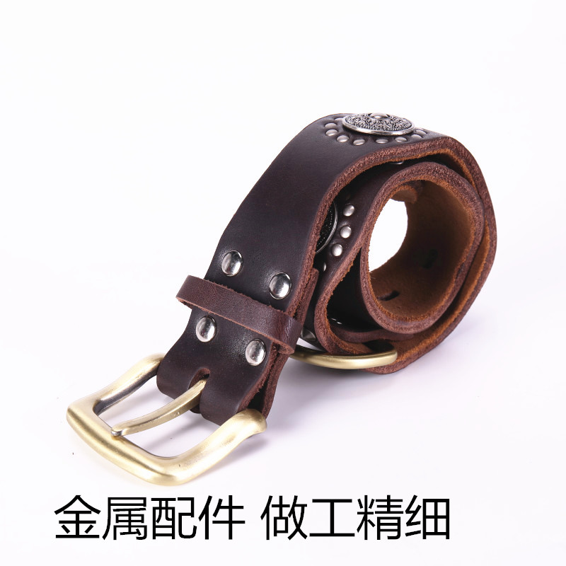 中大型犬真皮狗脖套防咬脖圈头层整张牛皮脖圈双层加厚脖链铆钉复