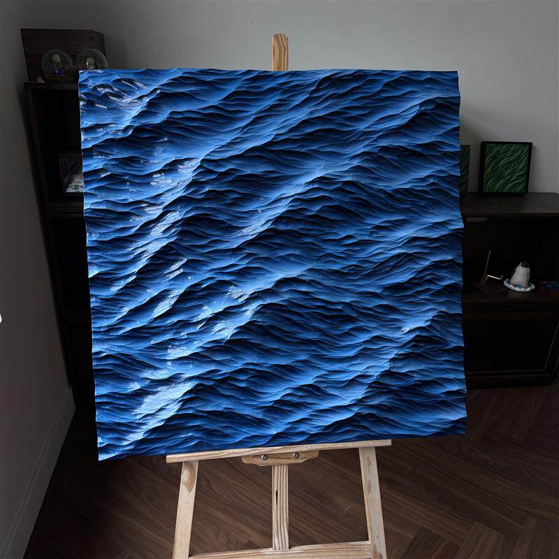 木雕海浪挂画定制玄关客厅装饰画小众高级沙发背景
