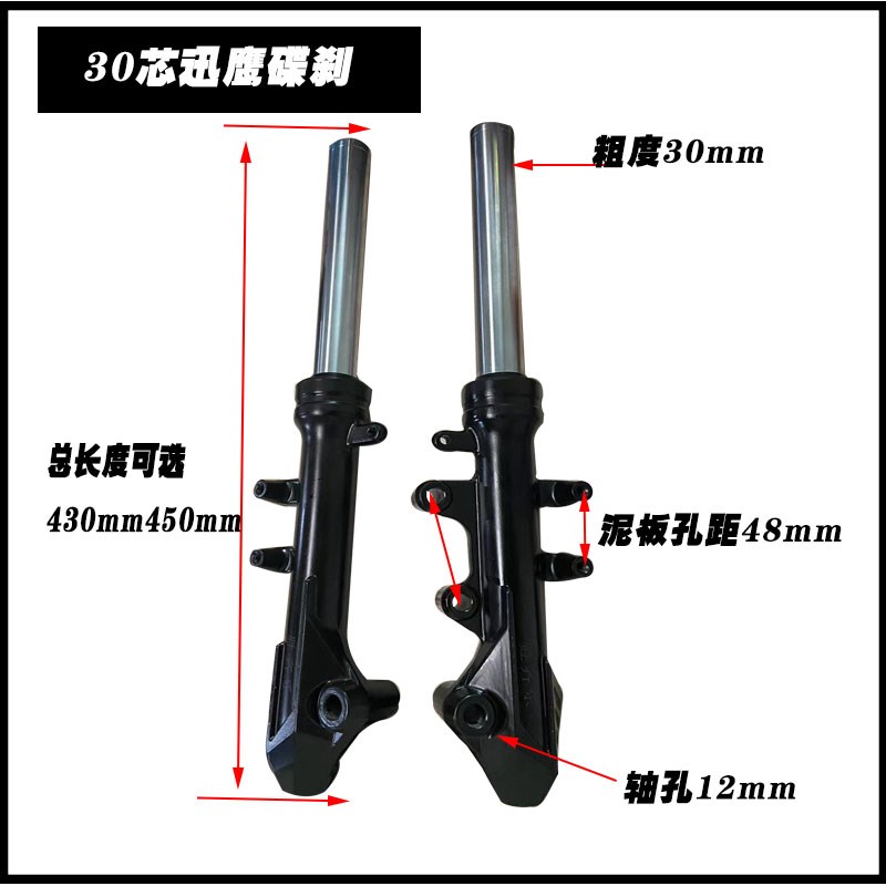 踏板车电动车125迅鹰尚领摩托车前减震器2730芯碟刹前避震器前叉