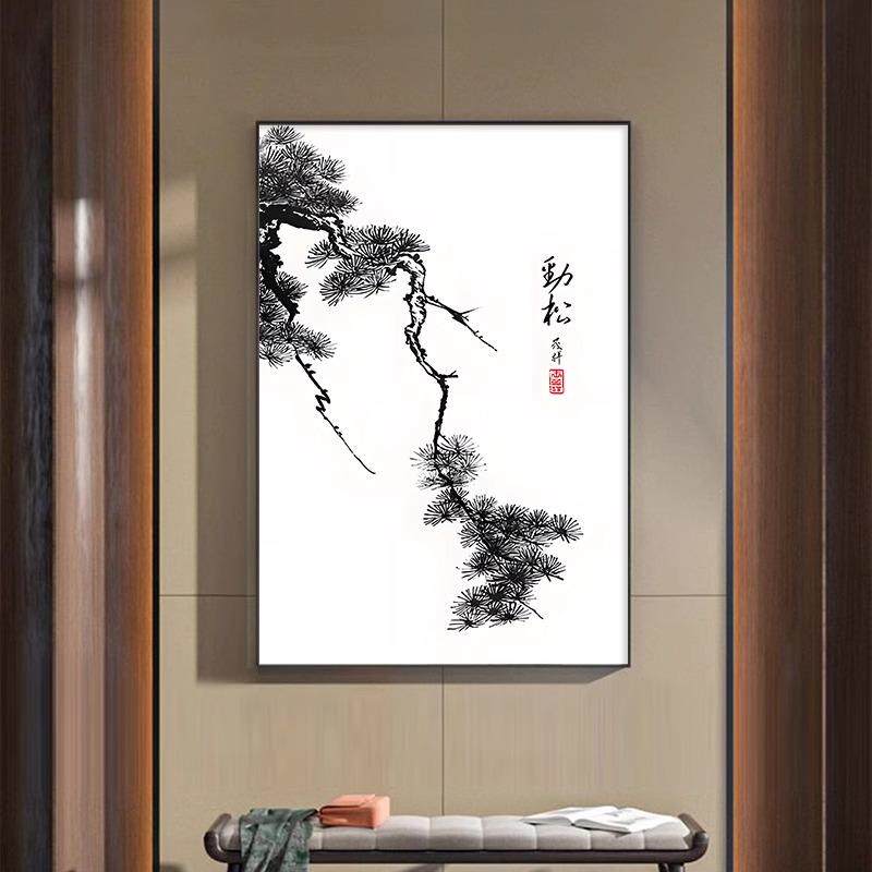 客厅背景墙装饰画竹子挂画茶室字画壁画国画办公室挂墙水墨画墙壁