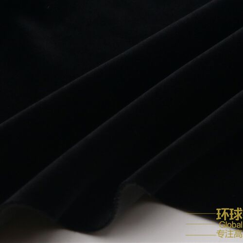 黑色秋冬季加厚加绒时装外套裤料套装丝绒面料复合超柔阳光绒布料