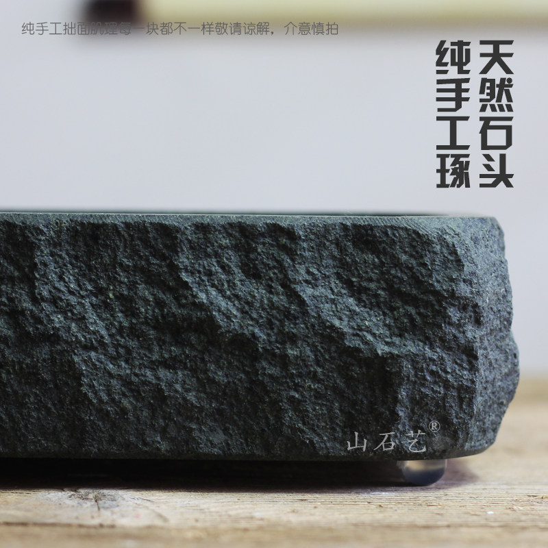 青石盆假山菖蒲盆景盆小石槽天然石头花盆复古大号文竹多肉长石盆