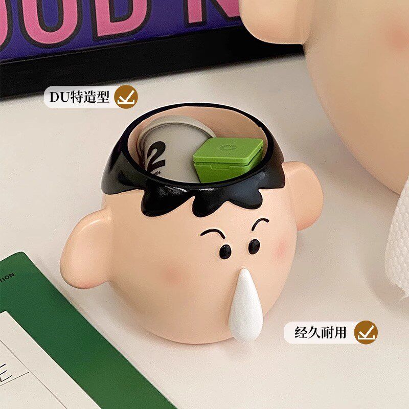 可爱阿呆壁挂式纸巾盒网红桌面置物摆件创意卡通收纳笔筒收纳盒子