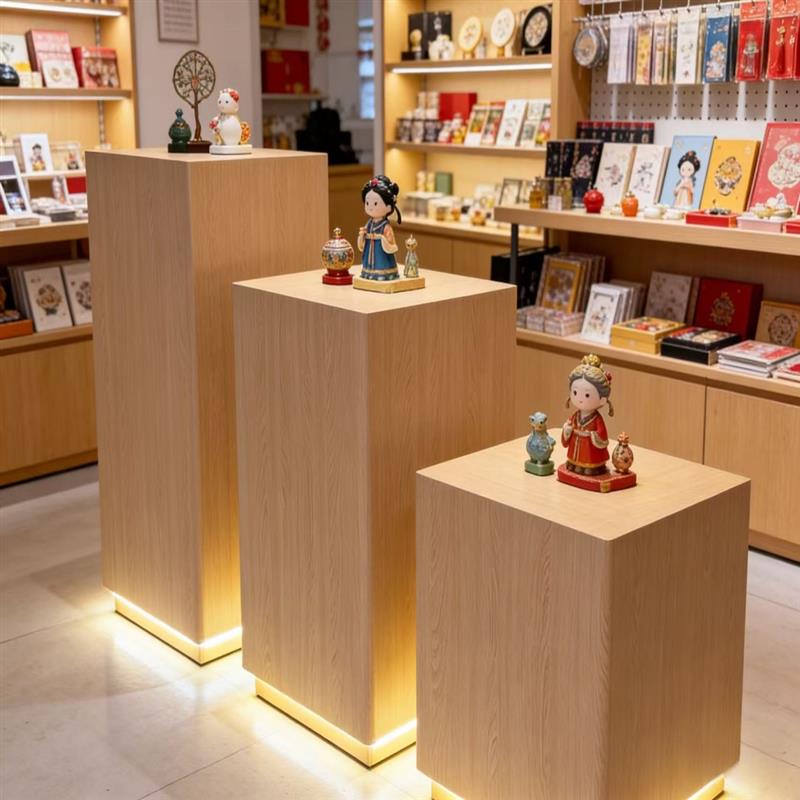 定做木质发光展示台底座服装店中岛复古手作展台橱窗道具陈列台柜